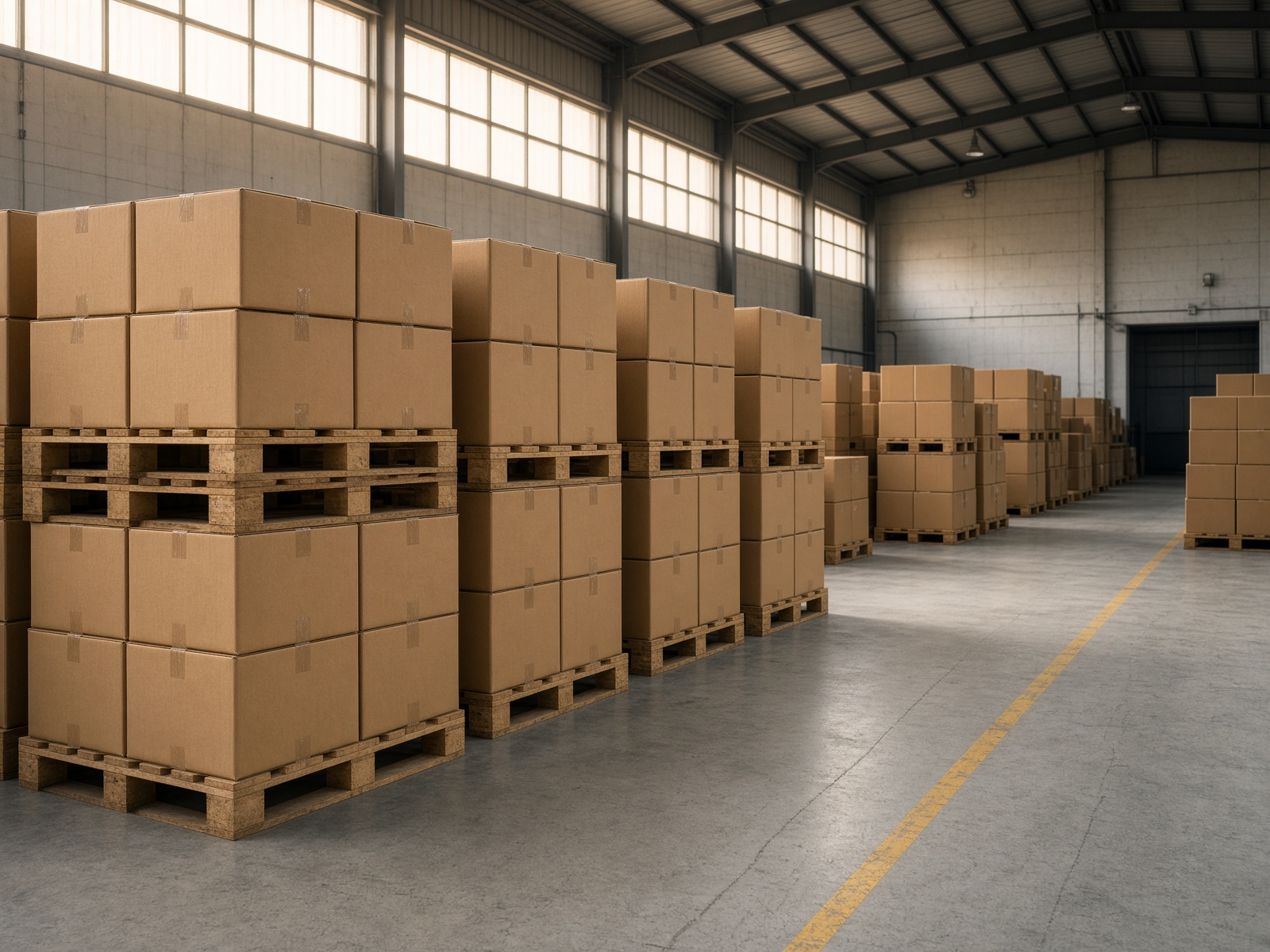 Packed goods inside a warehouse